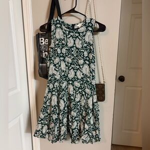 H&M Green and White Floral Print Girls' Dress